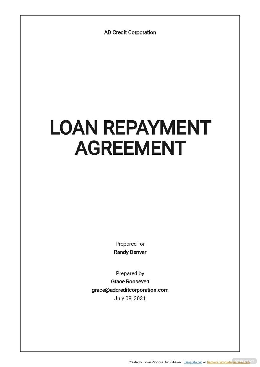 Loan Repayment Agreement Template [Free PDF] Google Docs