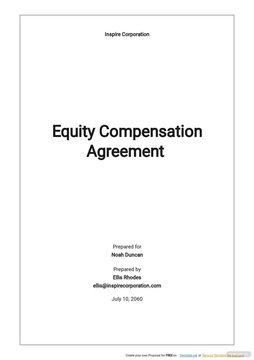 Startup Equity Compensation Agreement Template