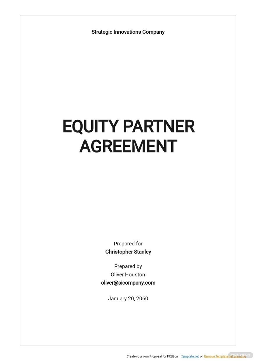 Equity Partnership Agreement Template Google Docs, Word, Apple Pages