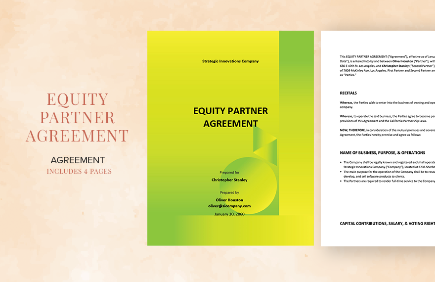 Equity Partner Agreement Template 