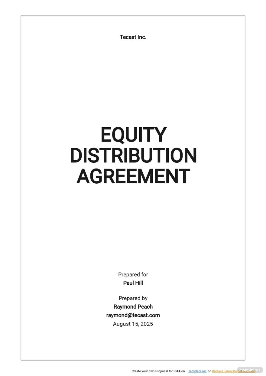 Equity Distribution Agreement Template
