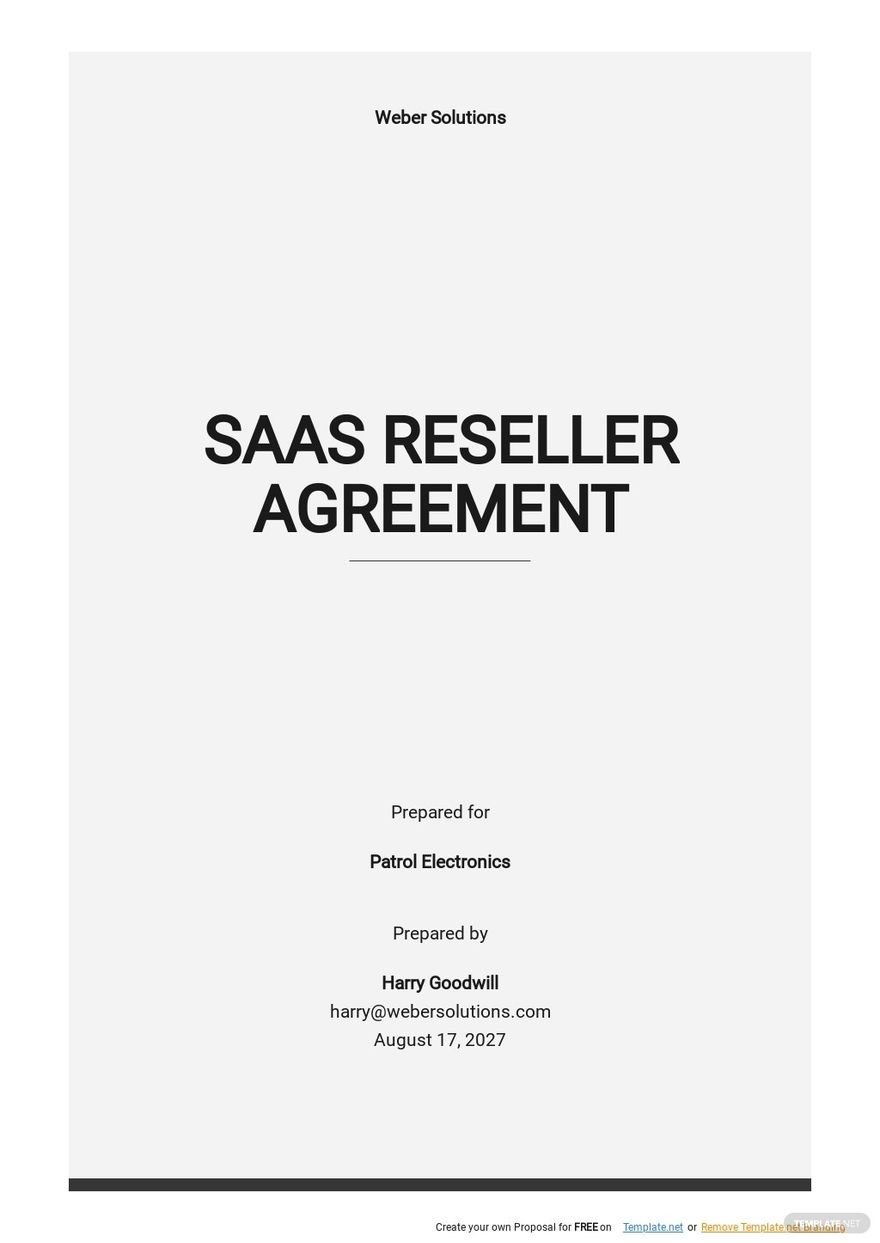 SaaS Reseller Agreement Template