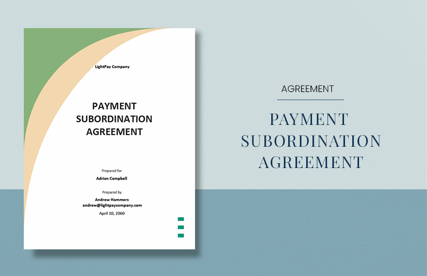 Payment Subordination Agreement Template