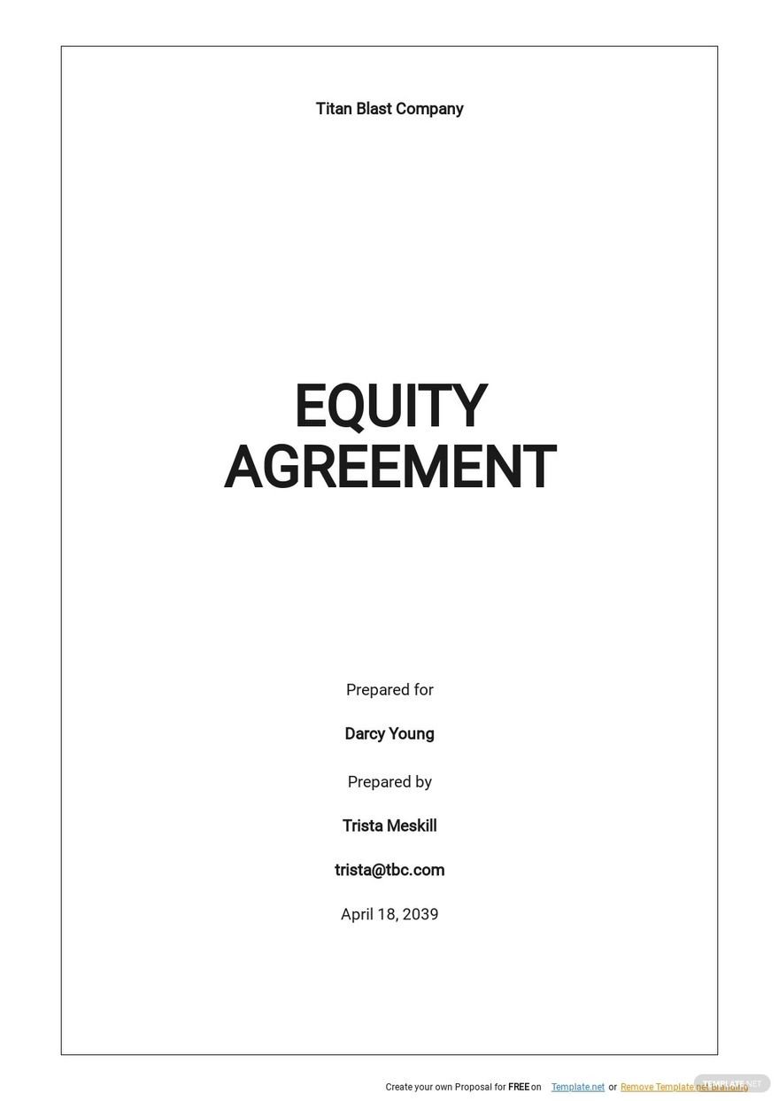 Equity Agreement Word Templates Design Free Download Template net
