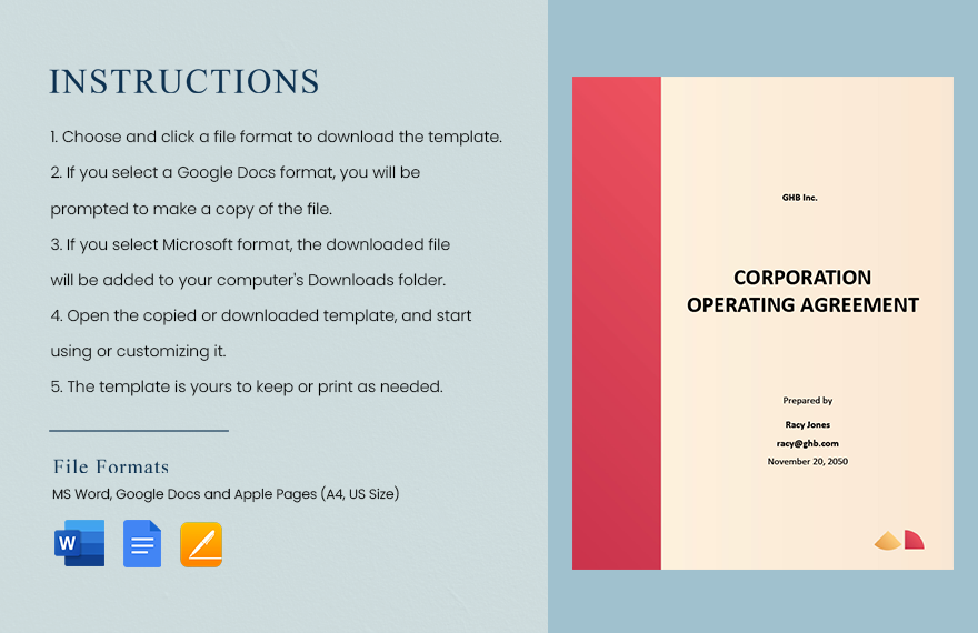 Sample Corporation Operating Agreement Template