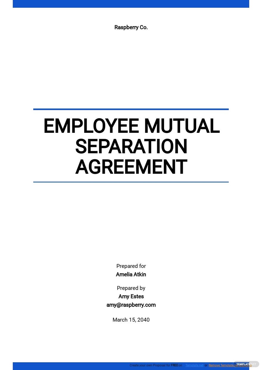 Free Employee Voluntary Separation Agreement Template Google Docs 