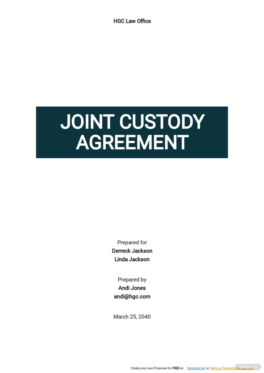 South Carolina Custody Agreement Template