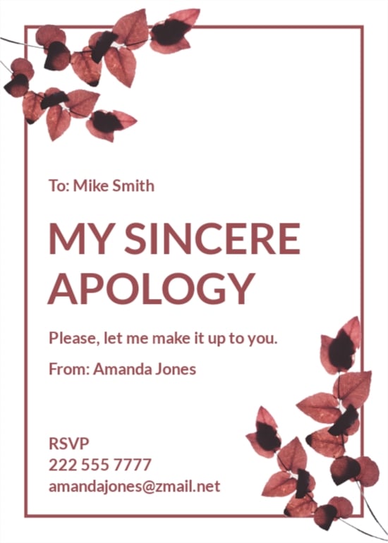 Professional Apology Card Template