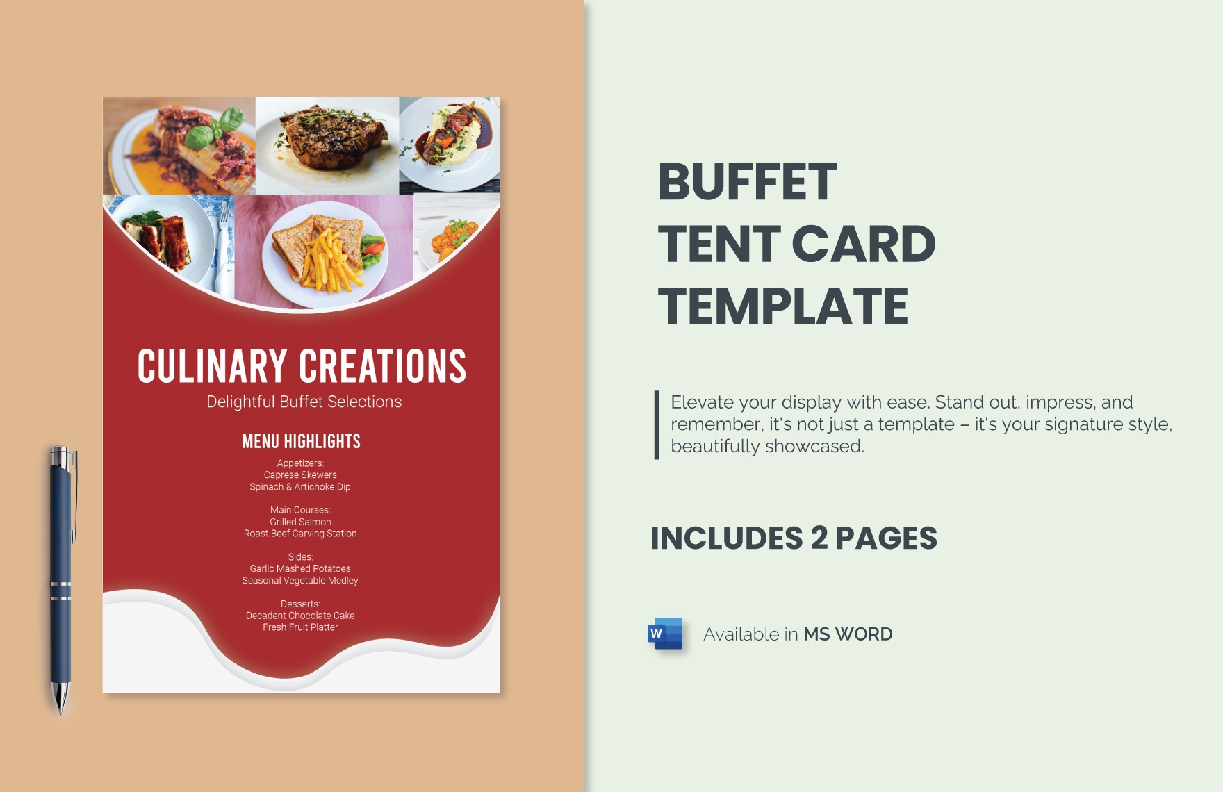 Buffet Tent Card Template in Word, Illustrator, PSD