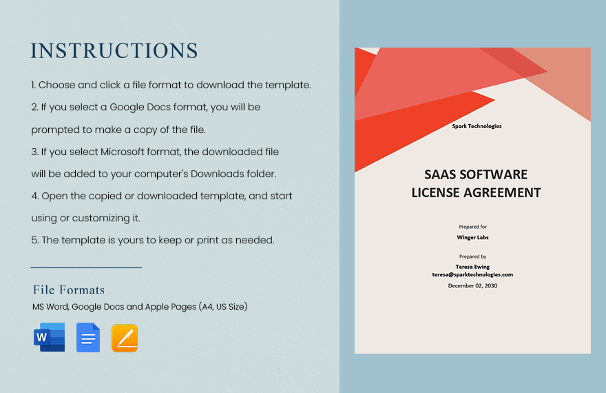 SAAS Software License Agreement Template