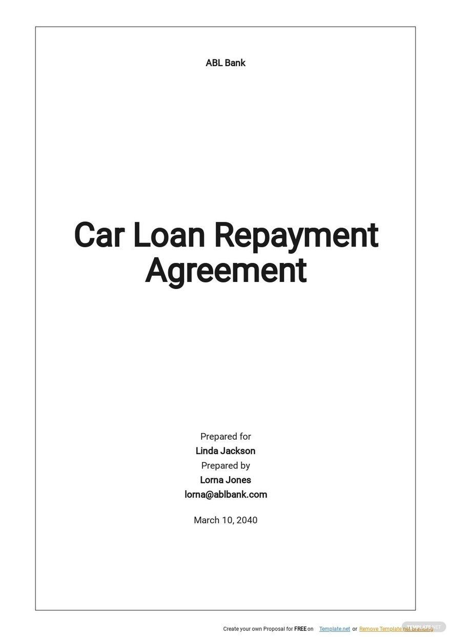 Car Loan Repayment Agreement Template
