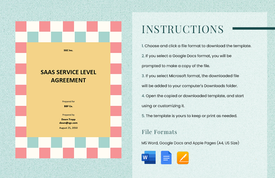 SAAS Service Level Agreement Template
