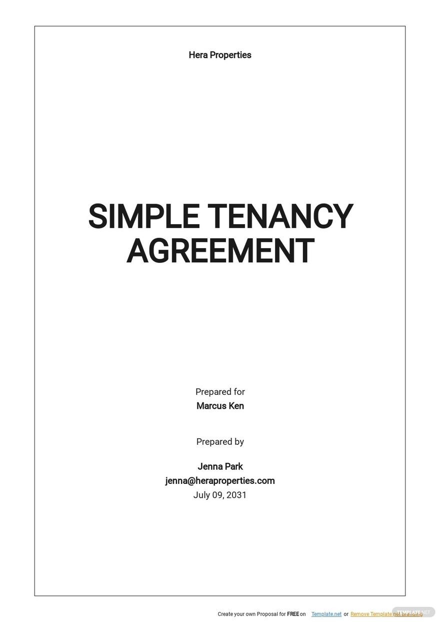 Free Free Simple Tenancy Agreement Template Google Docs, Word, Apple