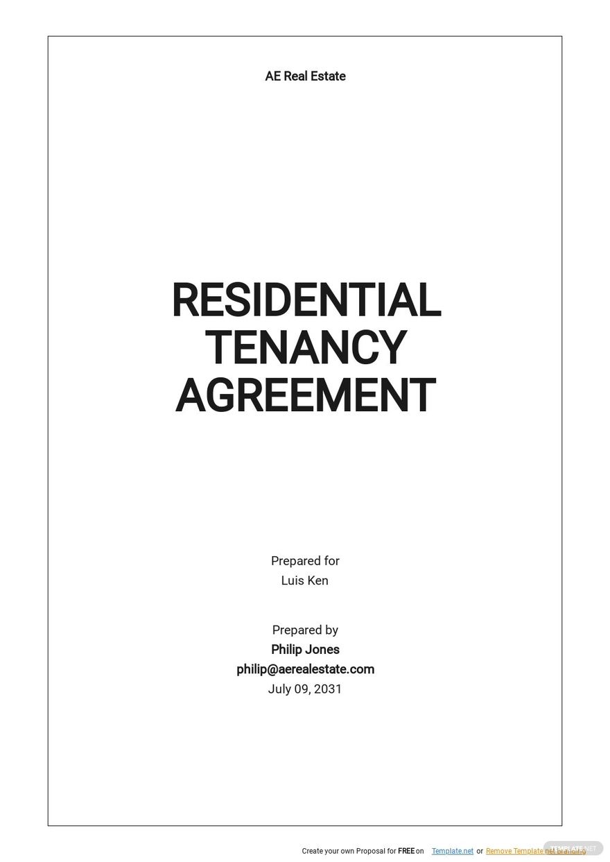 Tenancy Agreement Word Templates Design Free Download Template Net