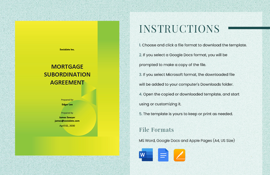 Mortgage Subordination Agreement Template