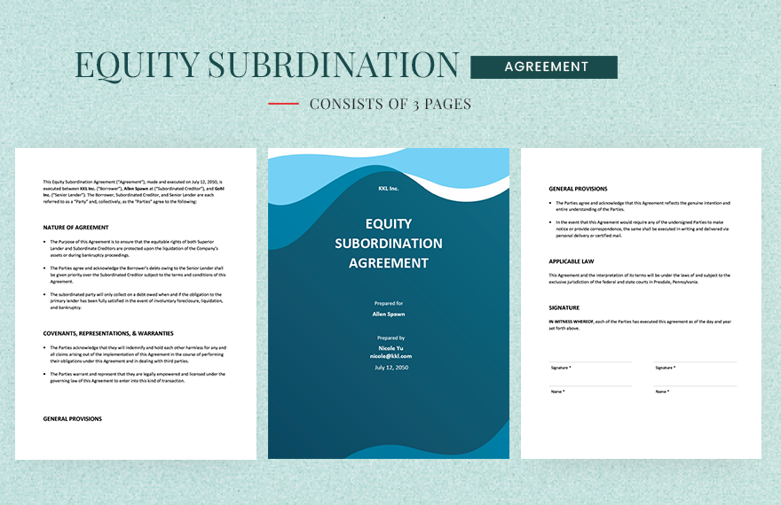 Equity Subordination Agreement Template