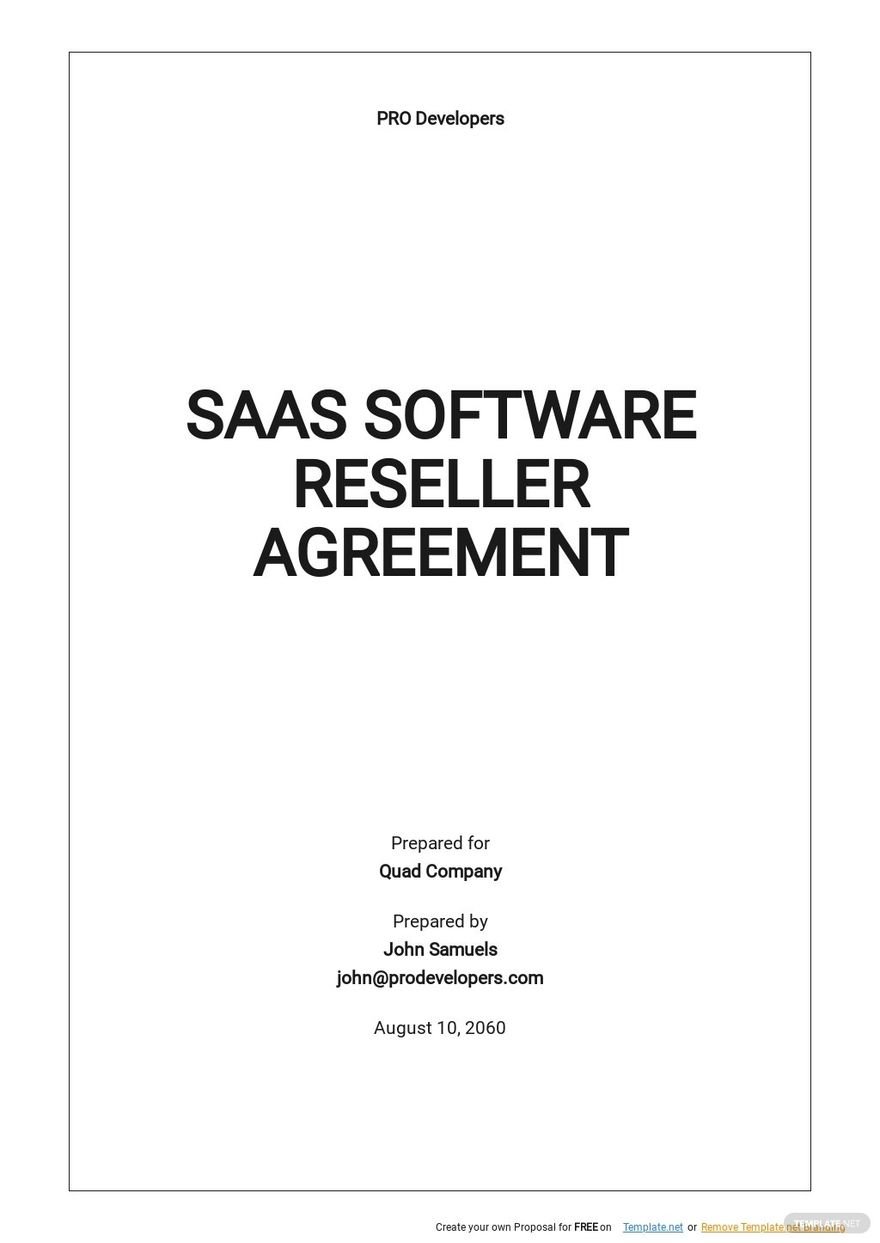 SaaS Software Reseller Agreement Template 