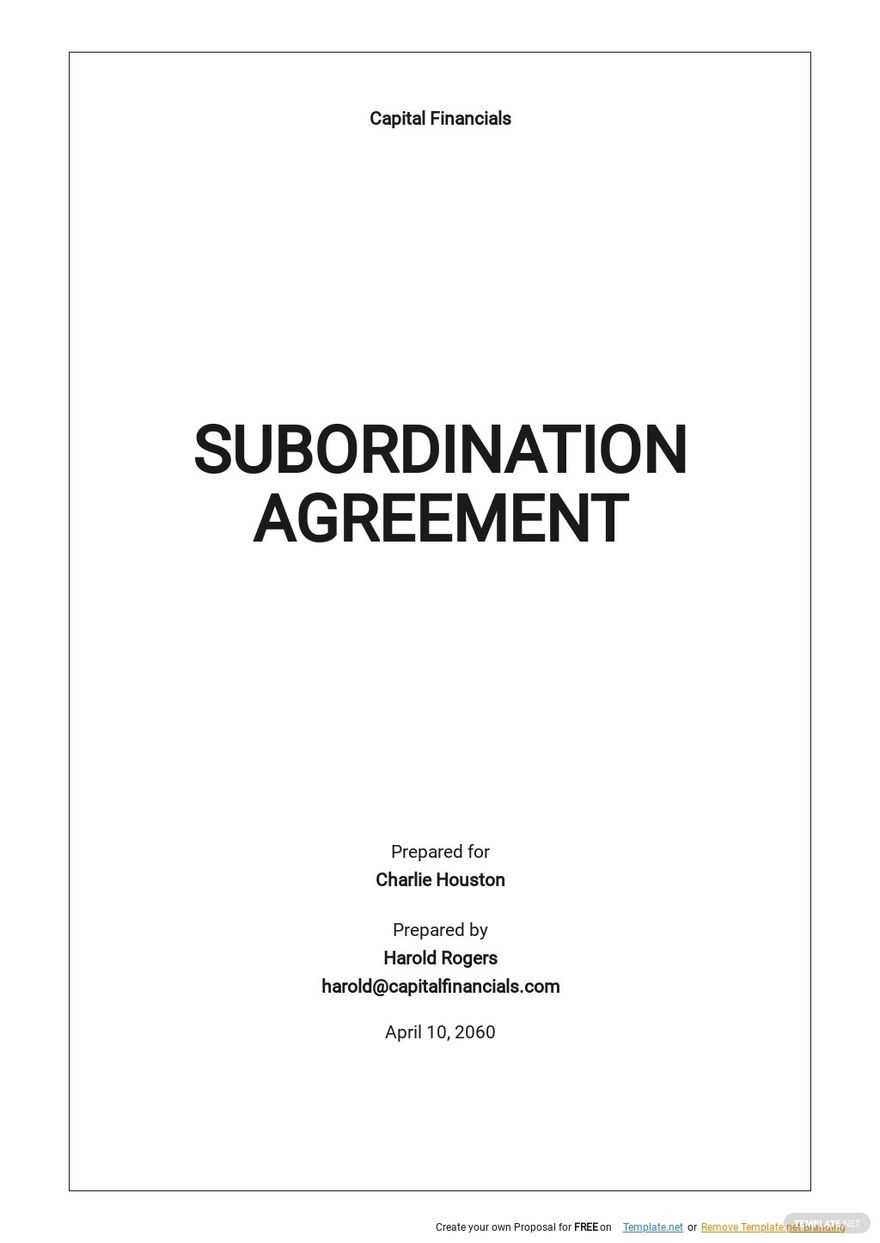 Free Sample Subordination Agreement Template .jpe