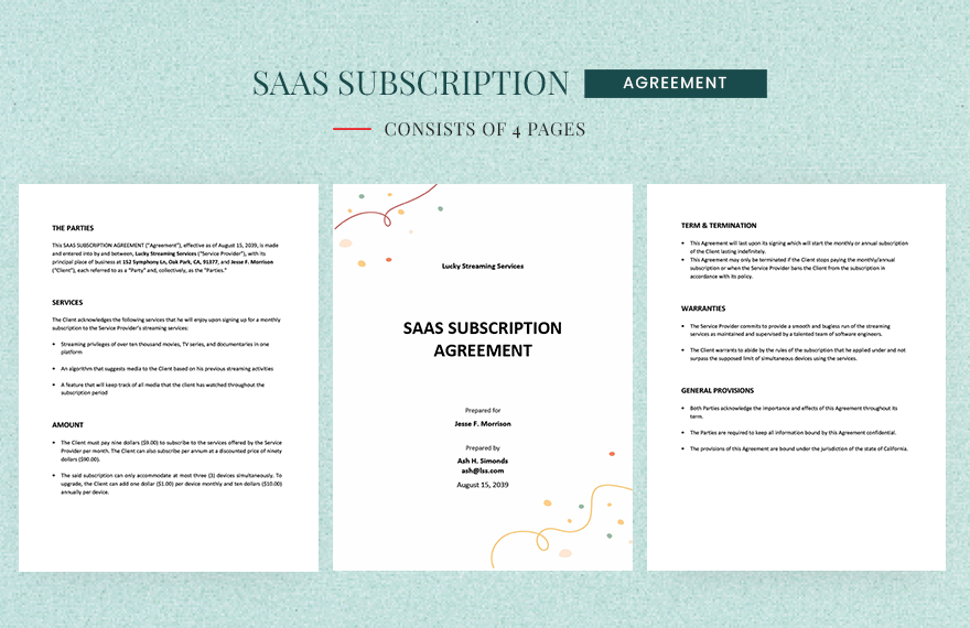 SAAS Subscription Agreement Template