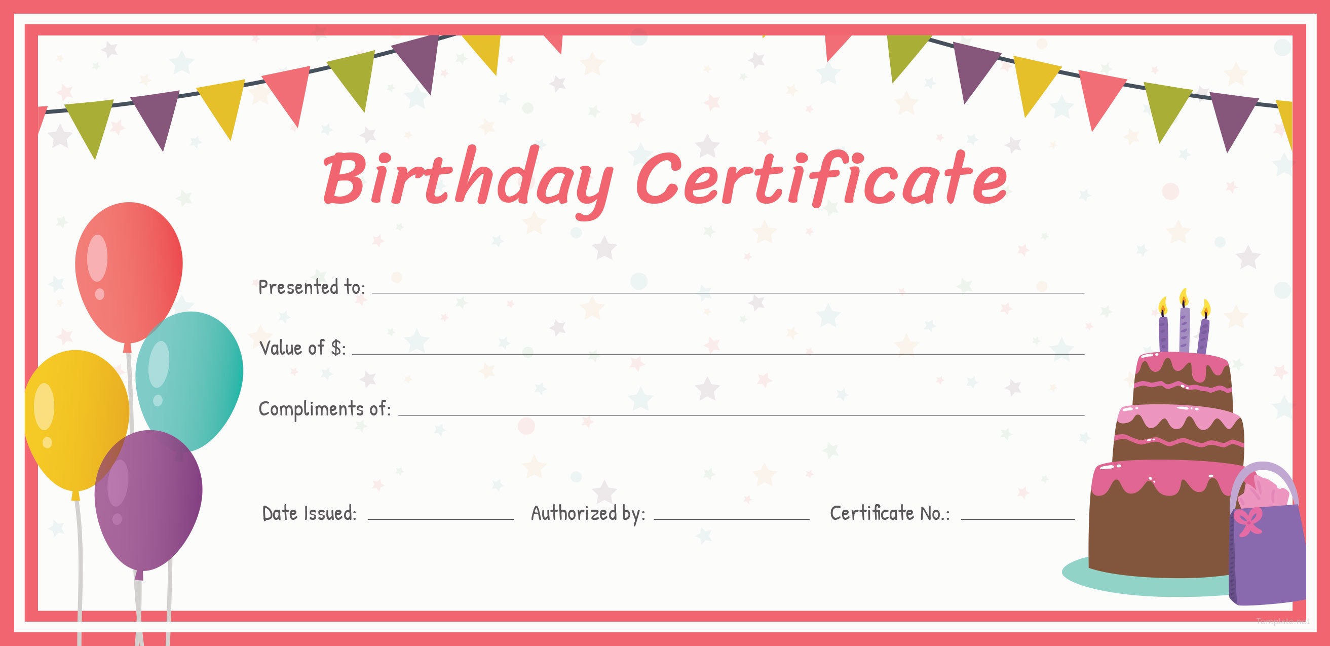 Free Birthday Gift Certificate Template in Adobe Illustrator,Photoshop