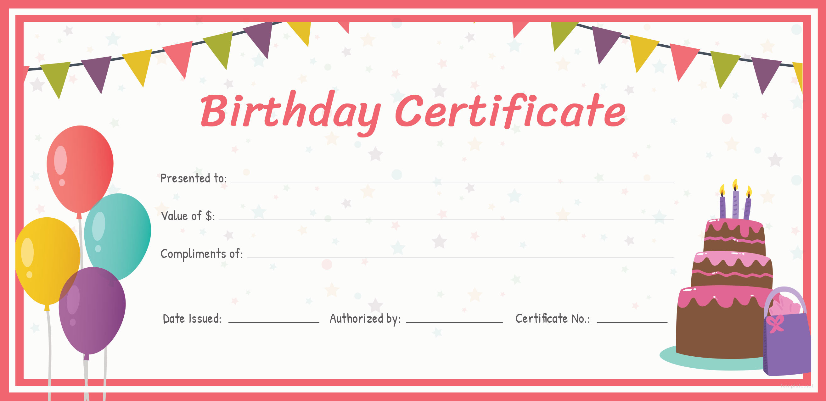 Free Birthday Gift Certificate Template In Adobe Illustrator Photoshop Microsoft Word 