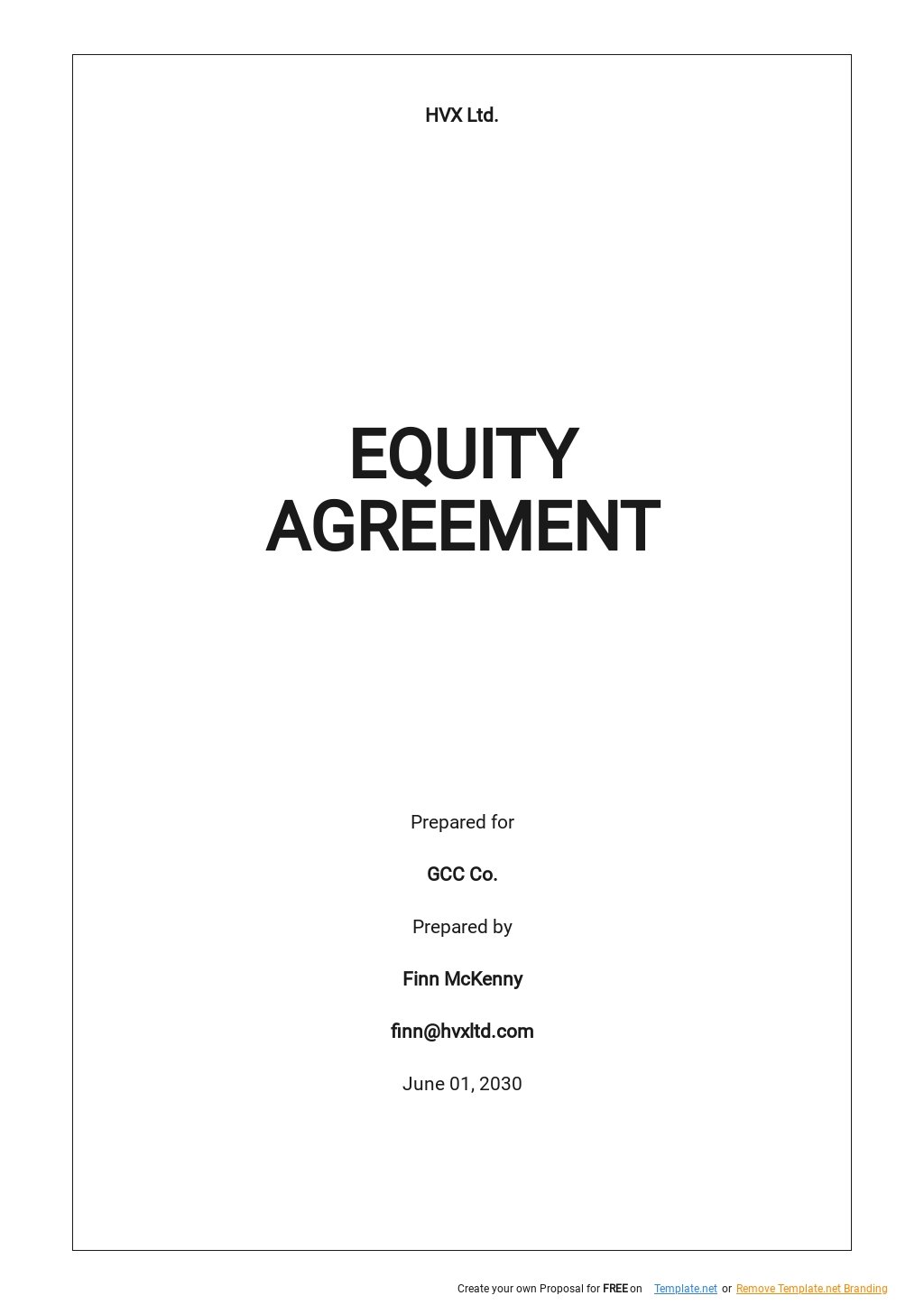 Equity Agreement Templates Documents Design Free Download