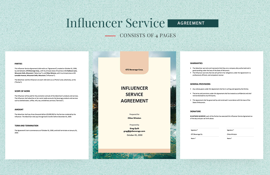 Influencer Service Agreement Template