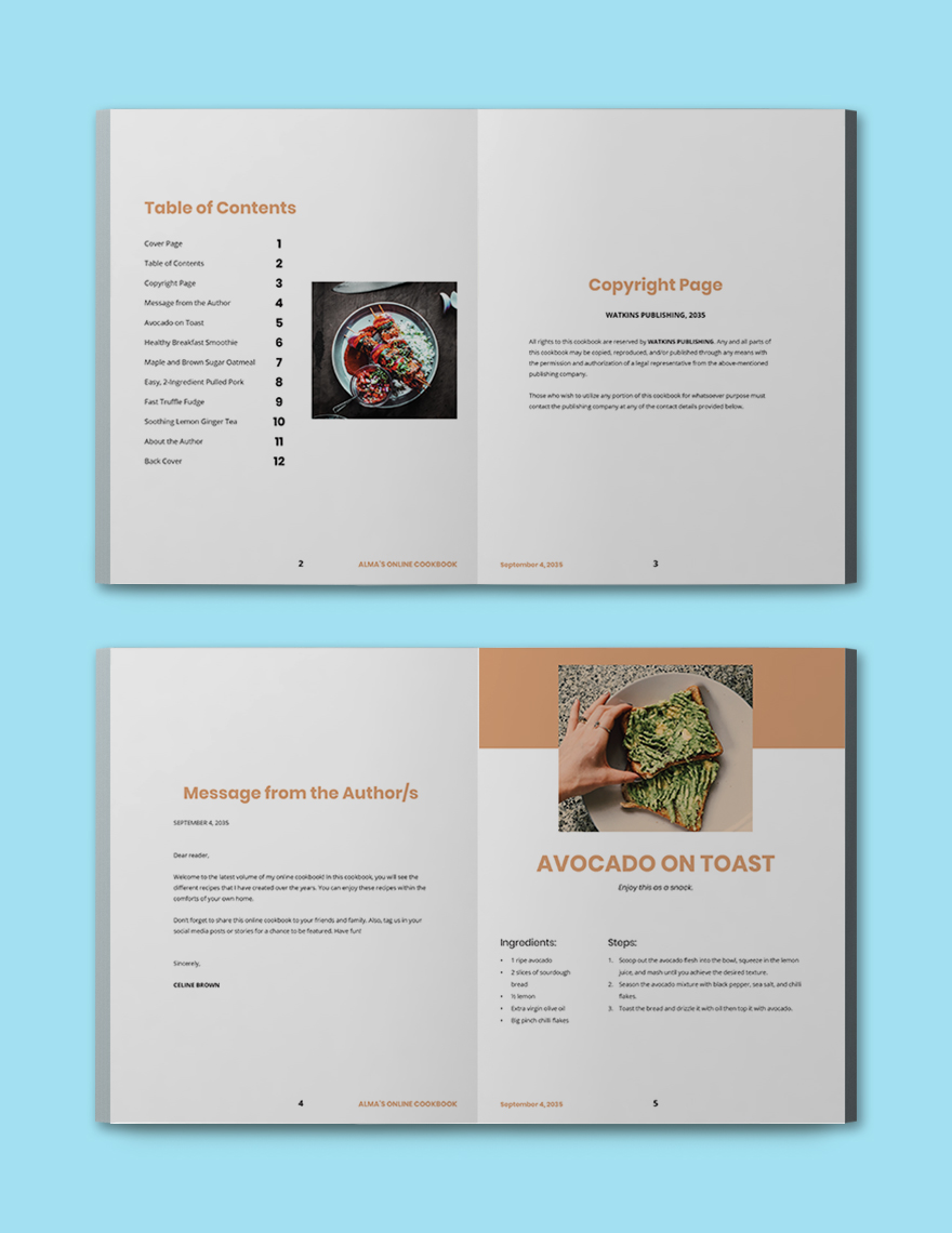 Minimal Online Cookbook Template Format
