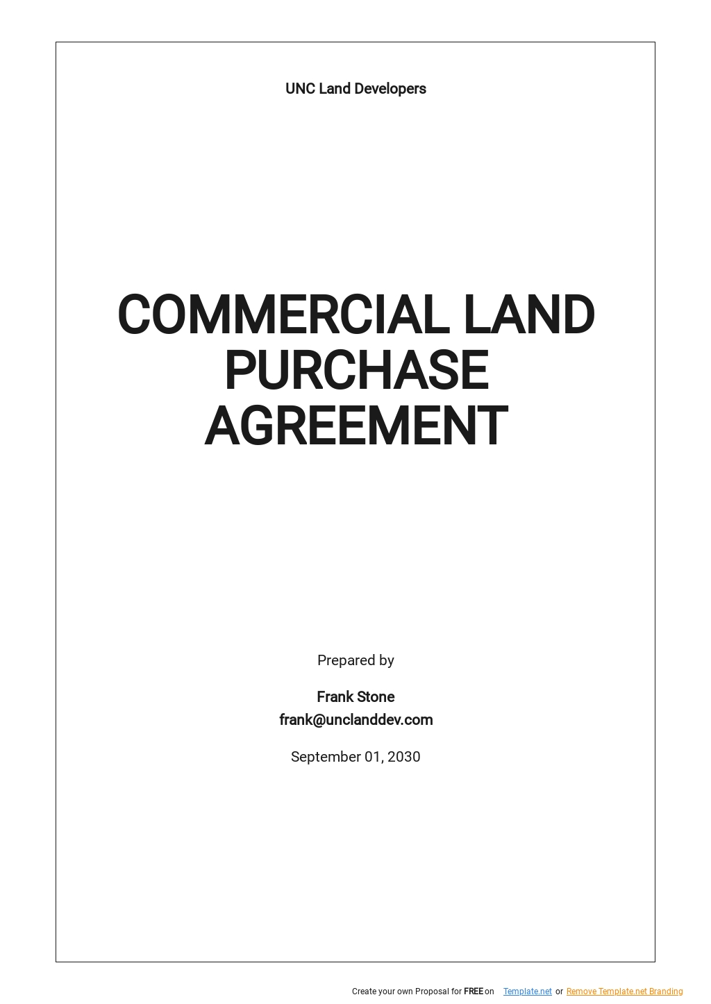 Commercial Land Purchase Agreement Template