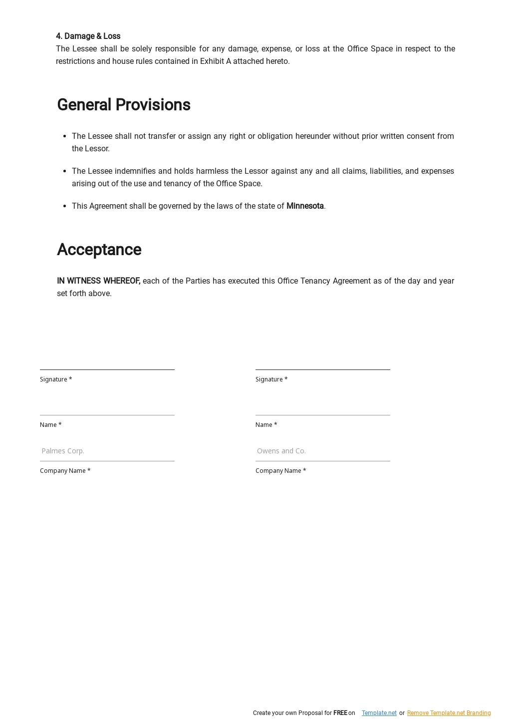 Office Tenancy Agreement Template Free PDF Google Docs Word 