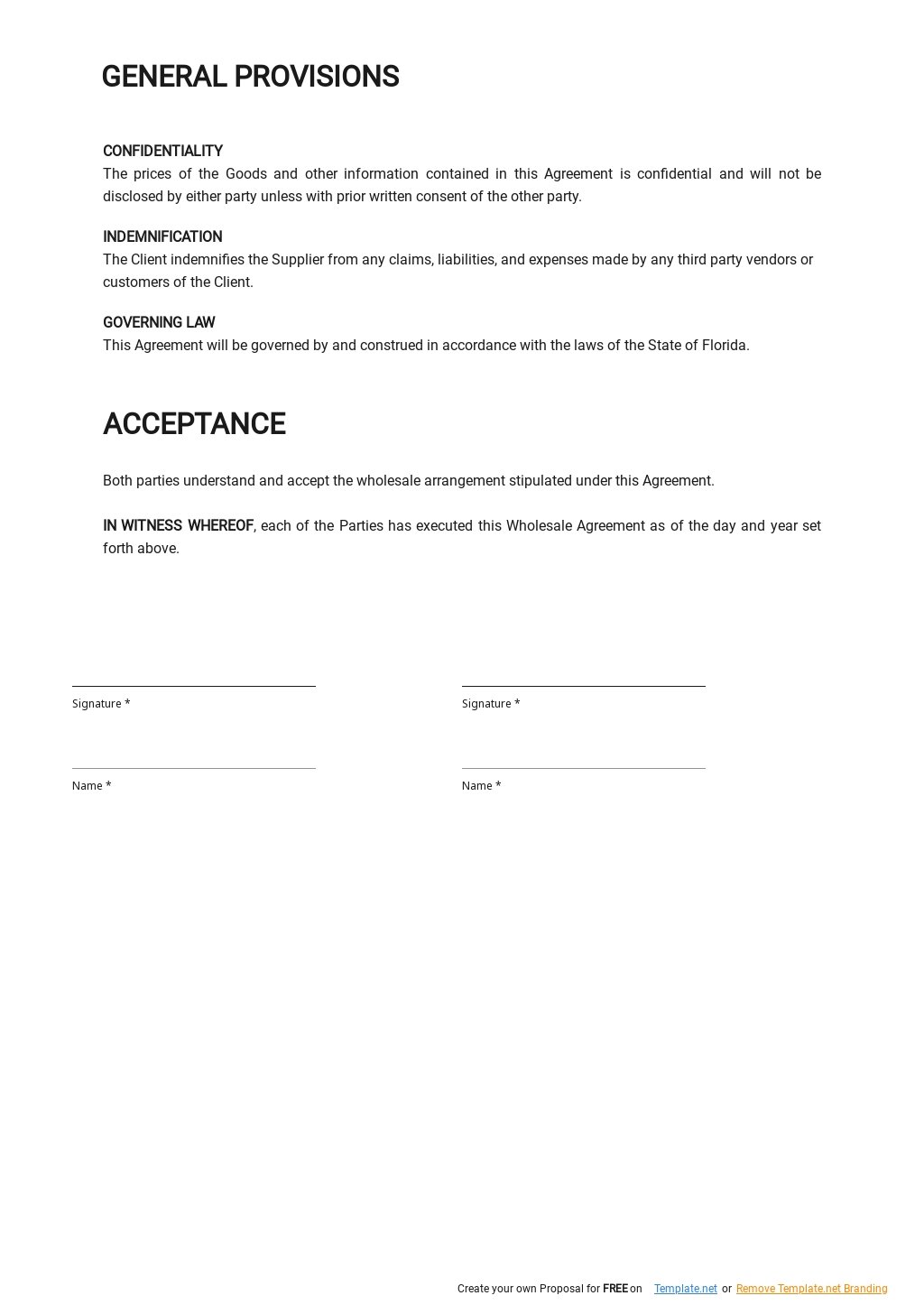 FREE Simple Wholesale Agreement Template in Google Docs, Word