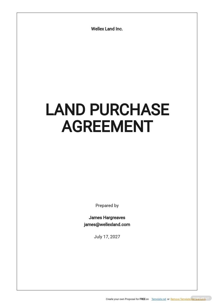 Free Basic Land Purchase Agreement Template Google Docs, Word, Apple