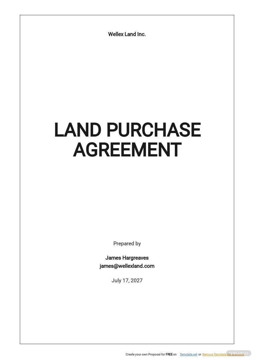 Free Basic Land Purchase Agreement Template Google Docs Word Apple 