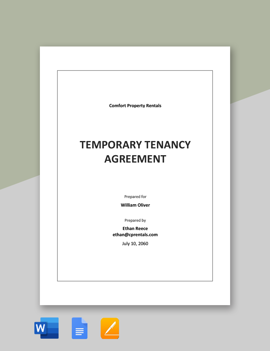 Temporary Tenancy Agreement Template 