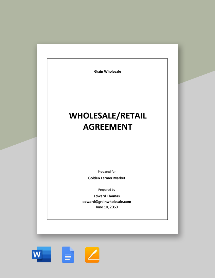 Wholesale Retail Agreement Template 