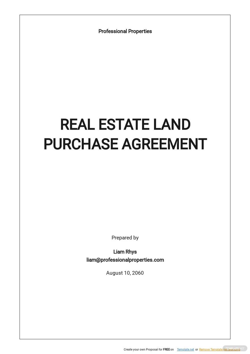 Real Estate Land Purchase Agreement Template 