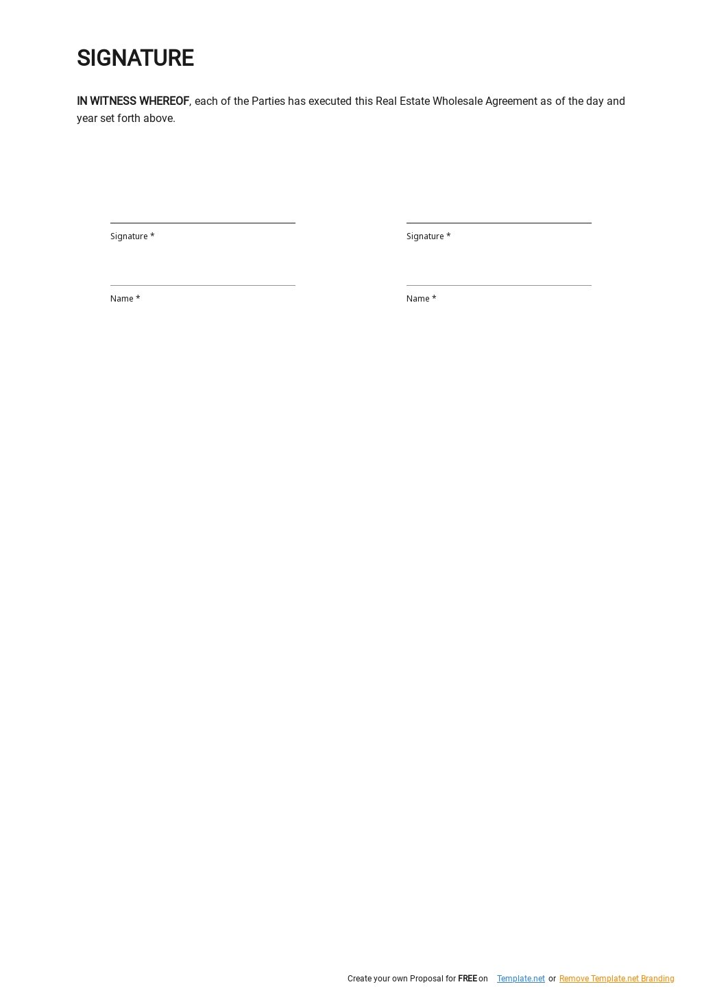 Real Estate Wholesale Contract Template