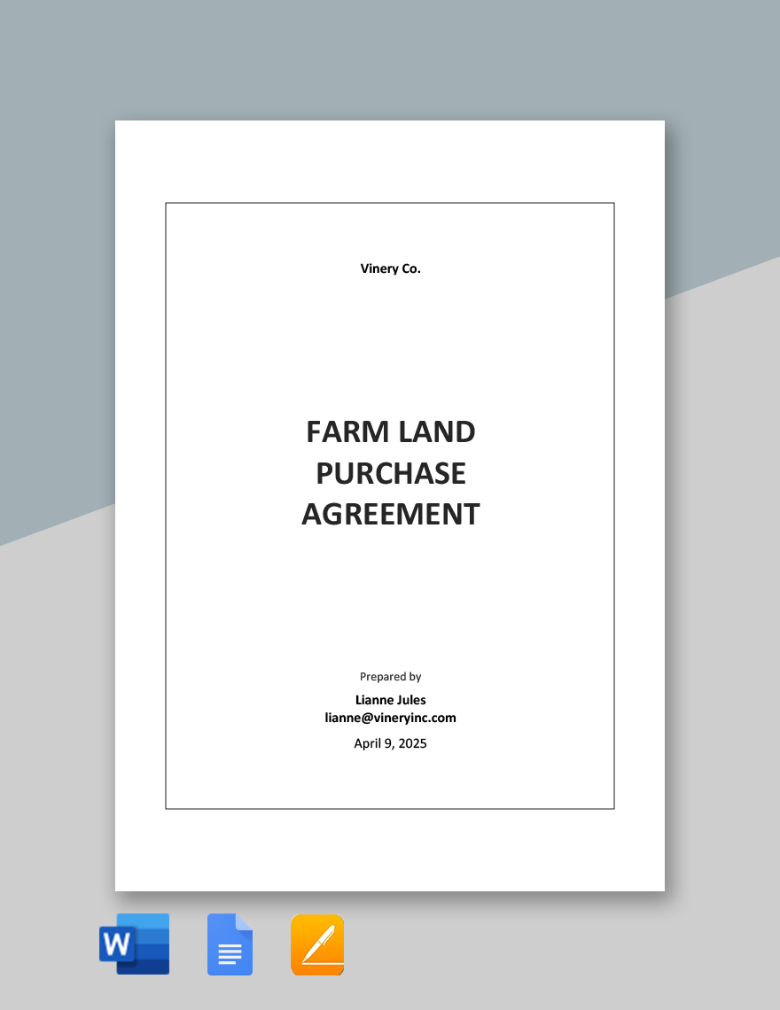Farm Land Purchase Agreement Template