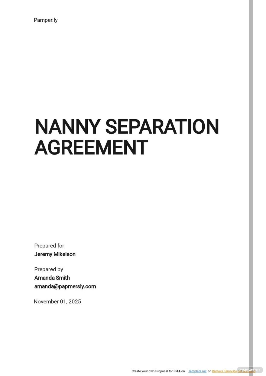 Nanny Separation Agreement Template
