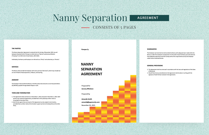 Nanny Separation Agreement Template