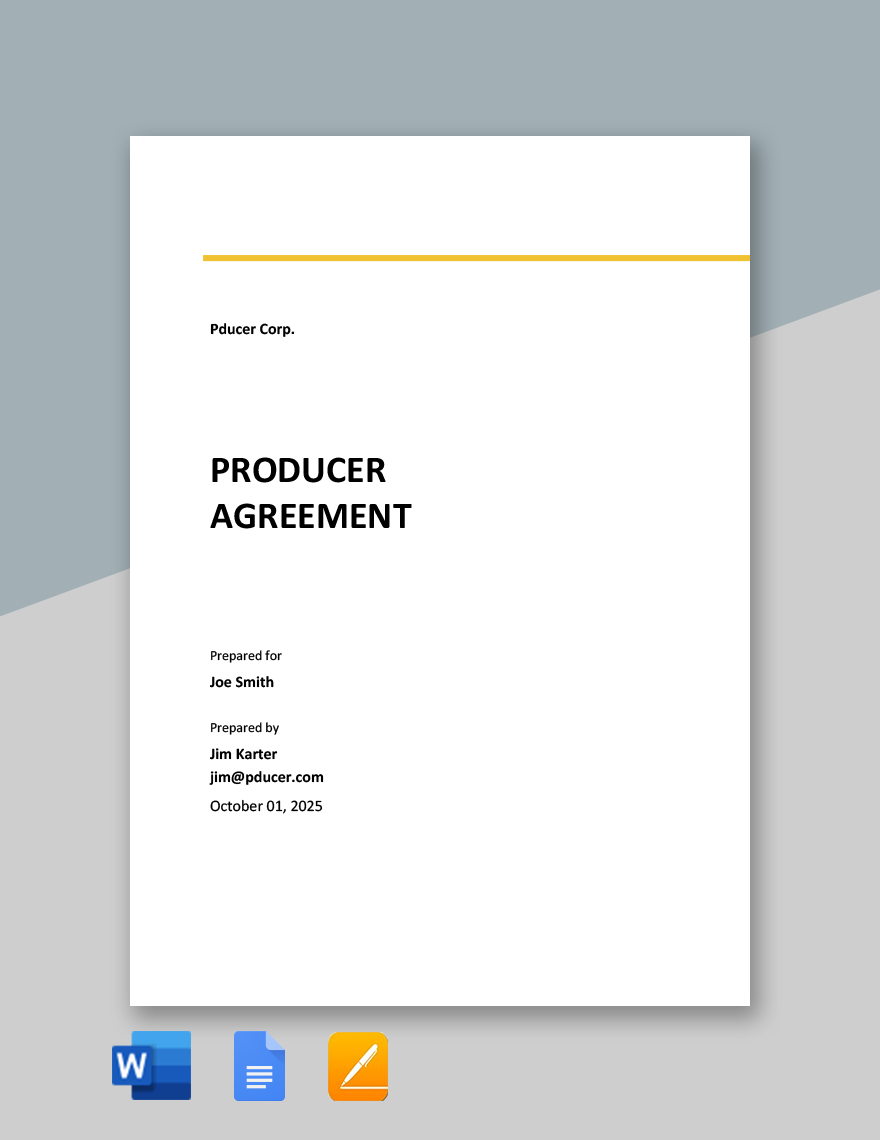 Producer Agreement Template