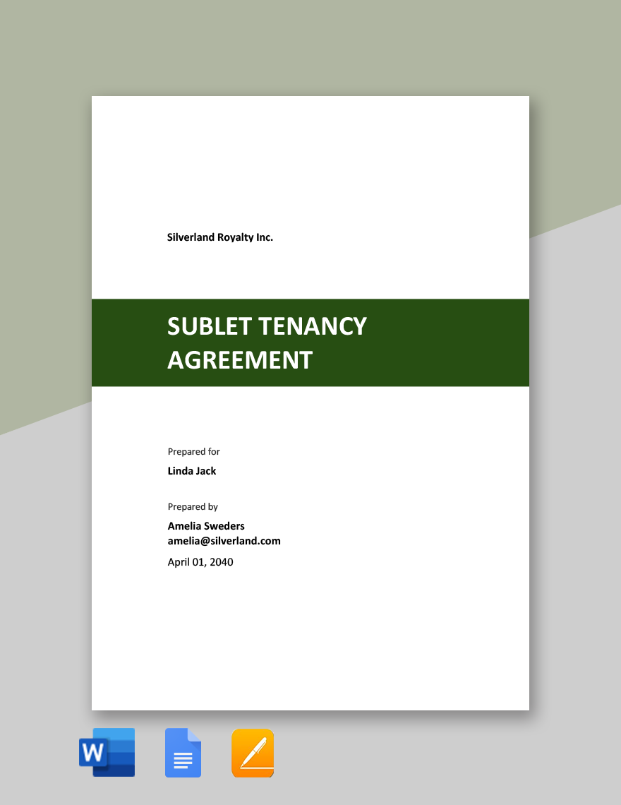 Sublet Tenancy Agreement Template