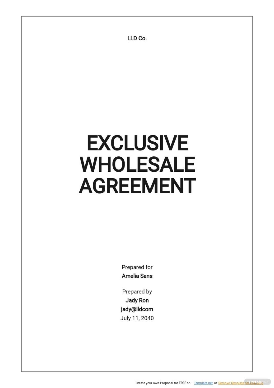 11  Wholesale Agreement Templates Free Downloads Template net