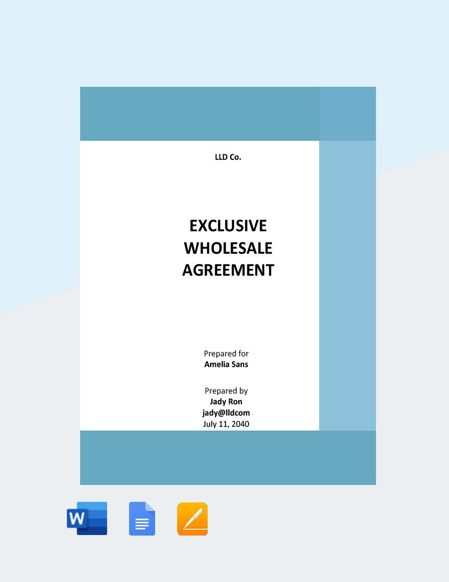 Exclusive Wholesale Agreement Template