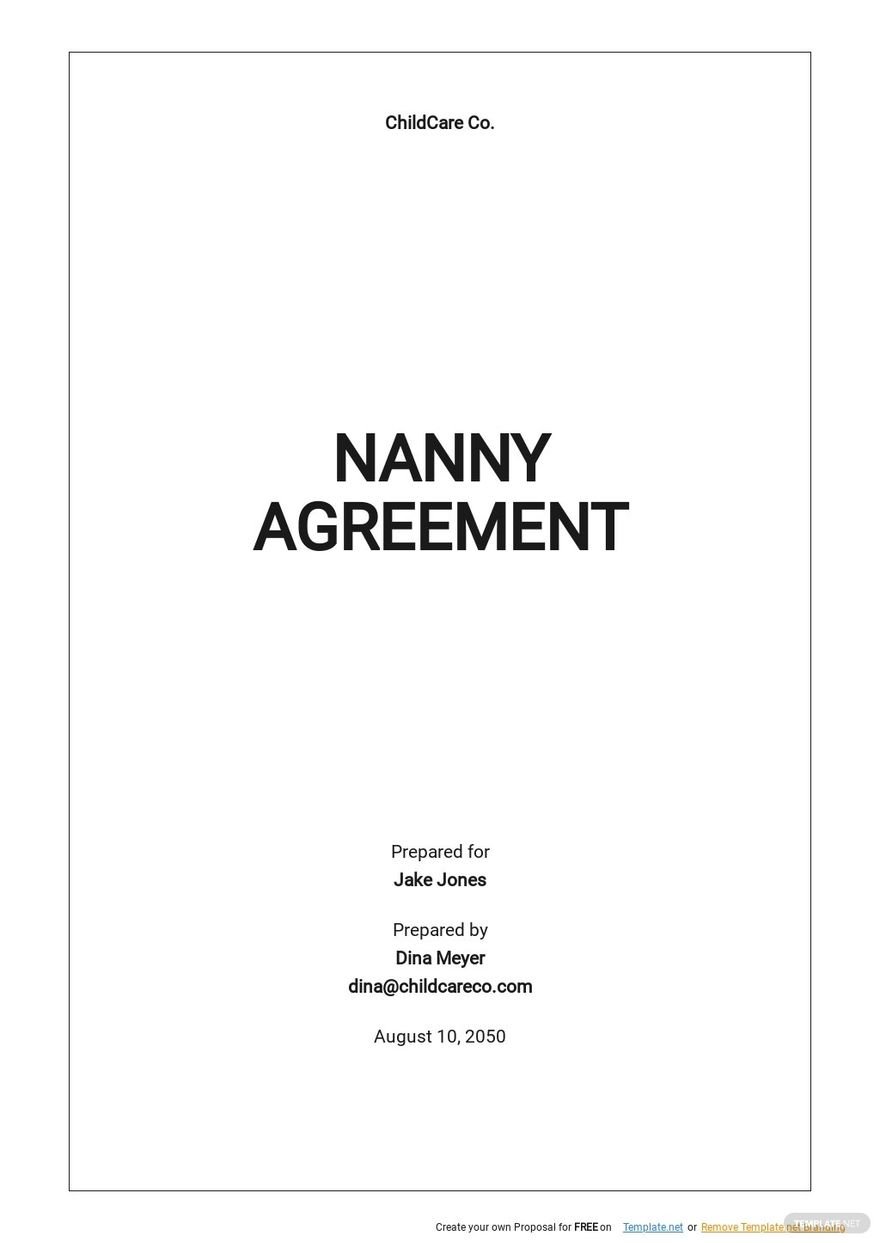 Nanny Agreement Template