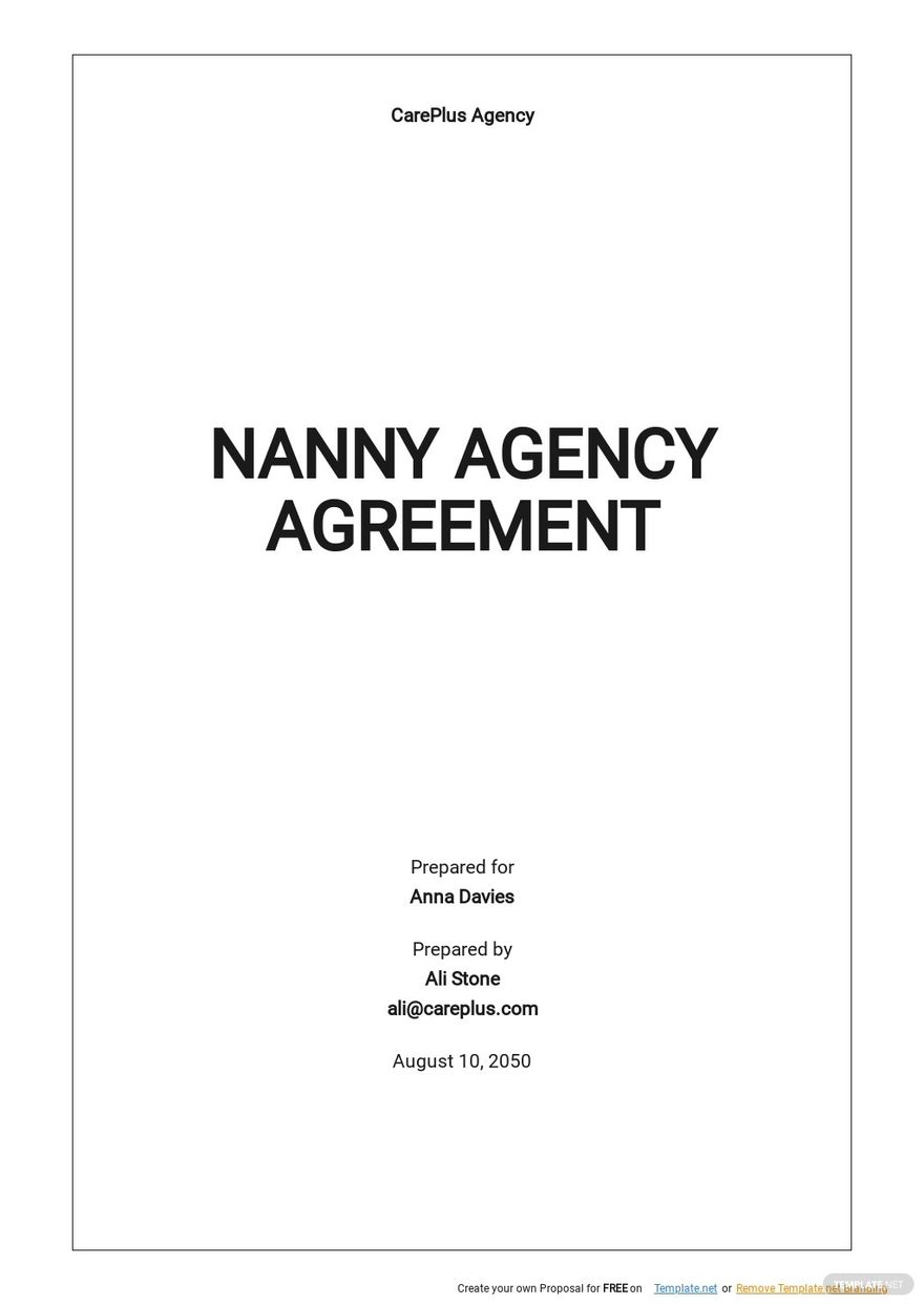 Nanny Agency Agreement Template