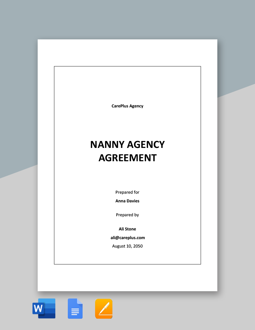 Nanny Agency Agreement Template