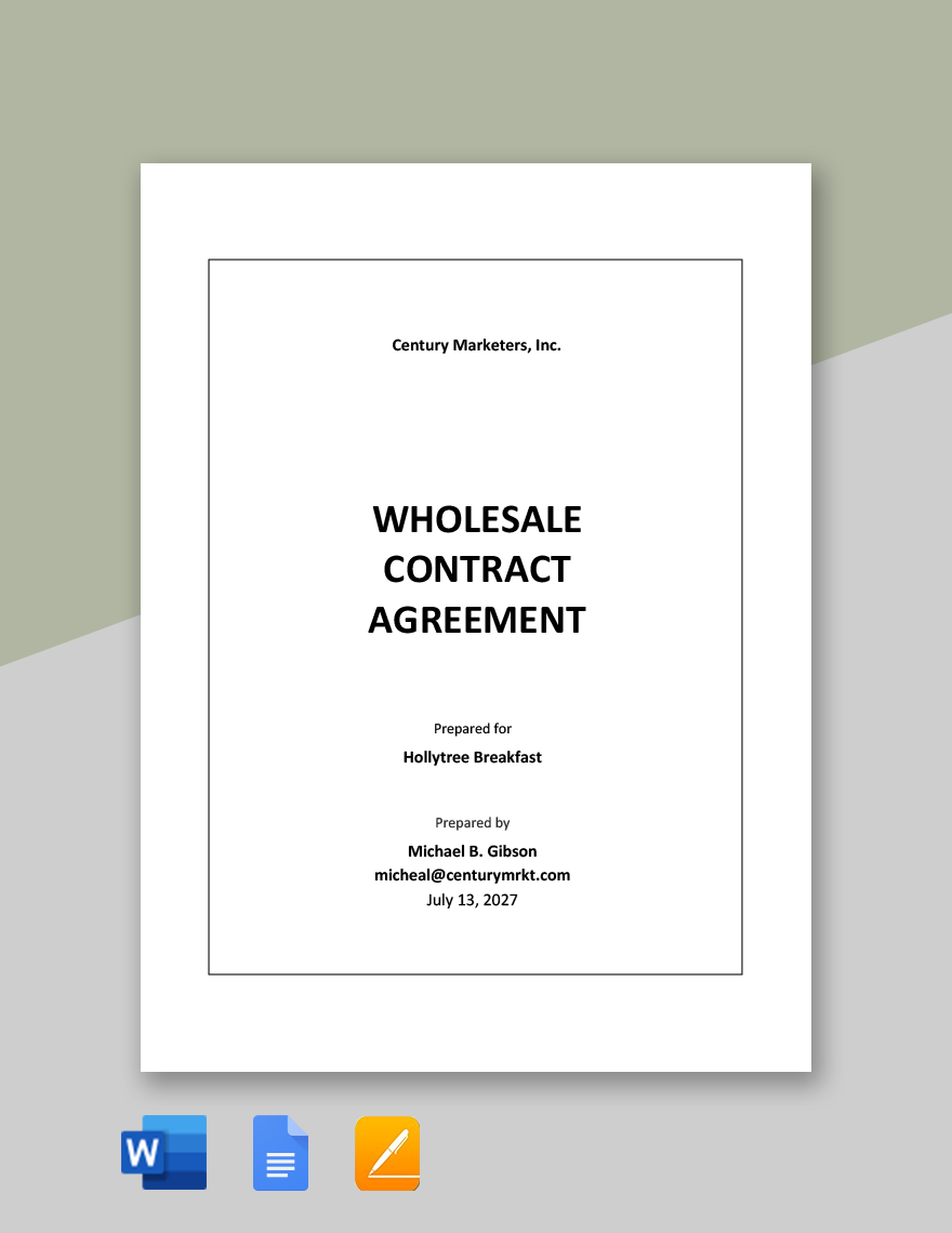 Wholesale Contract Agreement Template