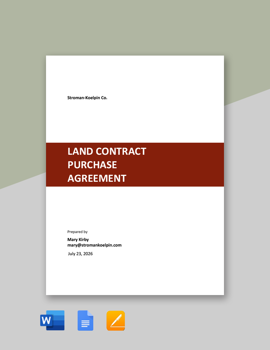 Land Contract Purchase Agreement Template