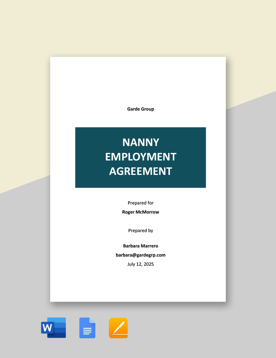 Nanny Employment Agreement Template